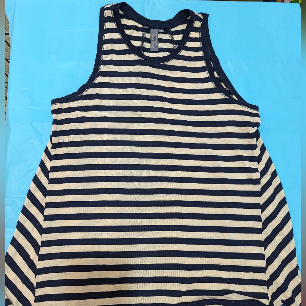 Sweaty Betty London White Navy Blue Stripe Sport Activewear Tank Top Sz Sm *GUC